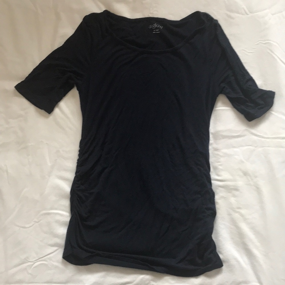 Navy short sleeve maternity top